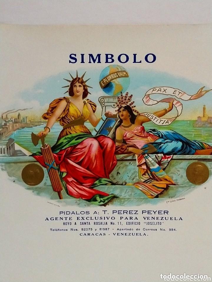 Vitolas de colecci&oacute;n: Compa&ntilde;&iacute;a litogr&aacute;fica de la Habana. Etiqueta original o vitola de caja de tabacos cubanos. Simbolo
