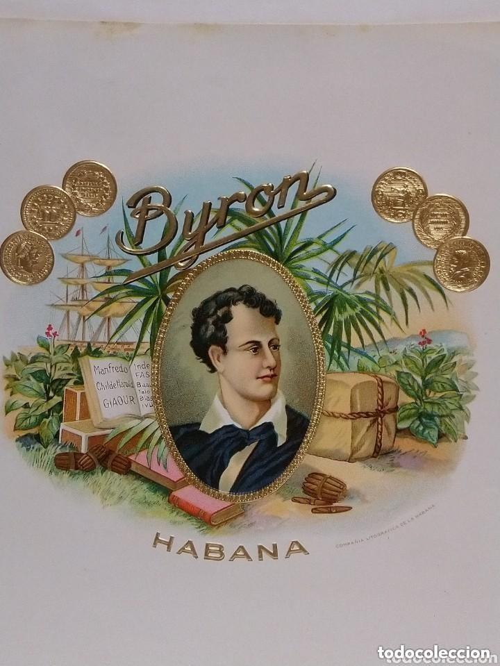 Vitolas de colecci&oacute;n: Etiqueta original de caja de tabacos cubanos, vitola. A relieve. Compa&ntilde;&iacute;a Litogr&aacute;fica de la Habana