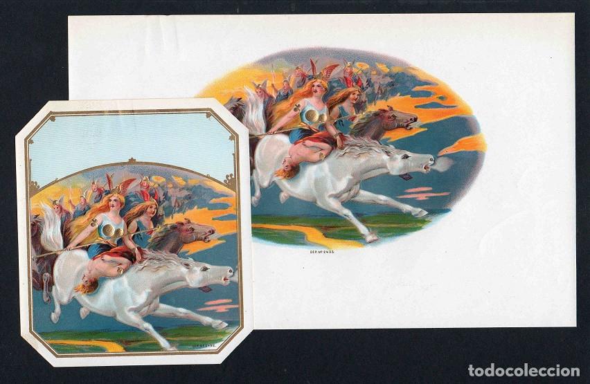 Vitolas de colecci&oacute;n: Vitolas, original litograf&iacute;as. Conjunto 2 litograf&iacute;as tabaqueras antiguas. Valkyrie (Untitled).