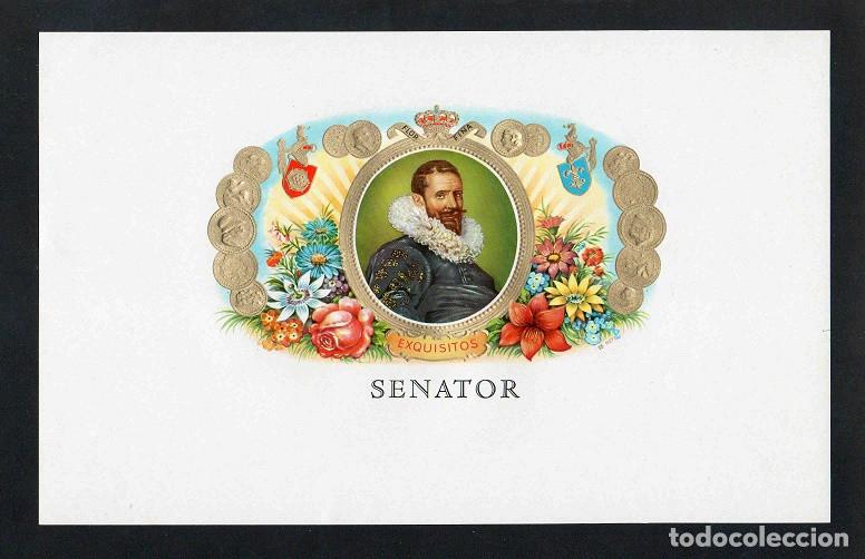 Vitolas de colecci&oacute;n: Vitola, original litograf&iacute;a. Litograf&iacute;a tabaquera antigua. Senator.