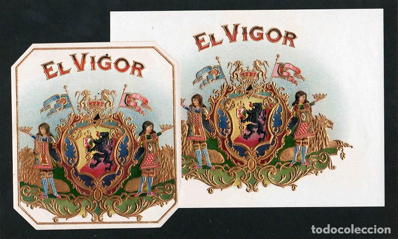 Vitolas de colecci&oacute;n: Vitolas, original litograf&iacute;as. Conjunto 2 litograf&iacute;as tabaqueras antiguas. El Vigor.