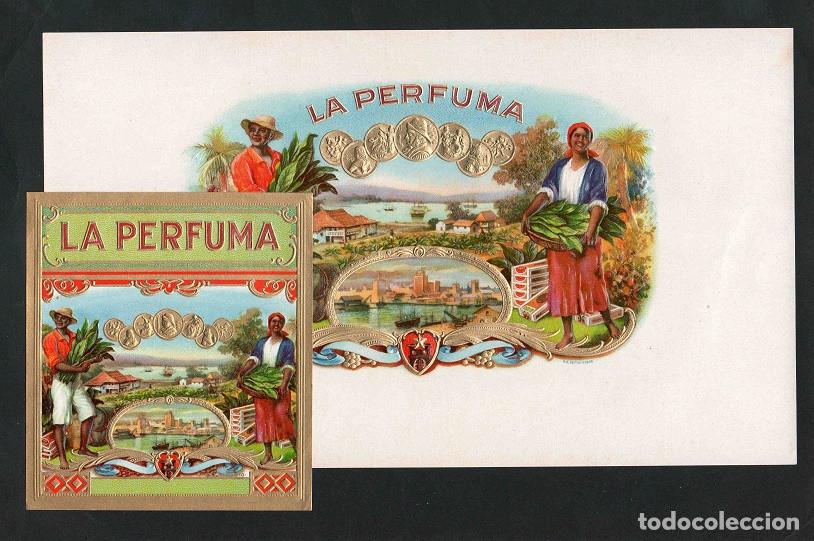 Vitolas de colecci&oacute;n: Vitolas, original litograf&iacute;as. Conjunto 2 litograf&iacute;as tabaqueras antiguas. La Perfuma.