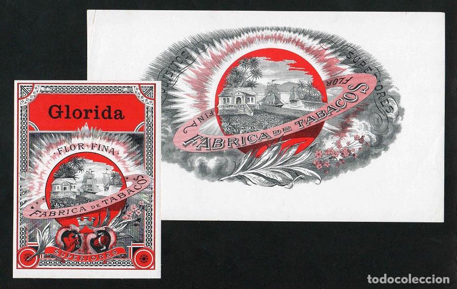 Vitolas de colecci&oacute;n: Vitolas, original litograf&iacute;as. Conjunto 2 litograf&iacute;as tabaqueras antiguas. Glorida.