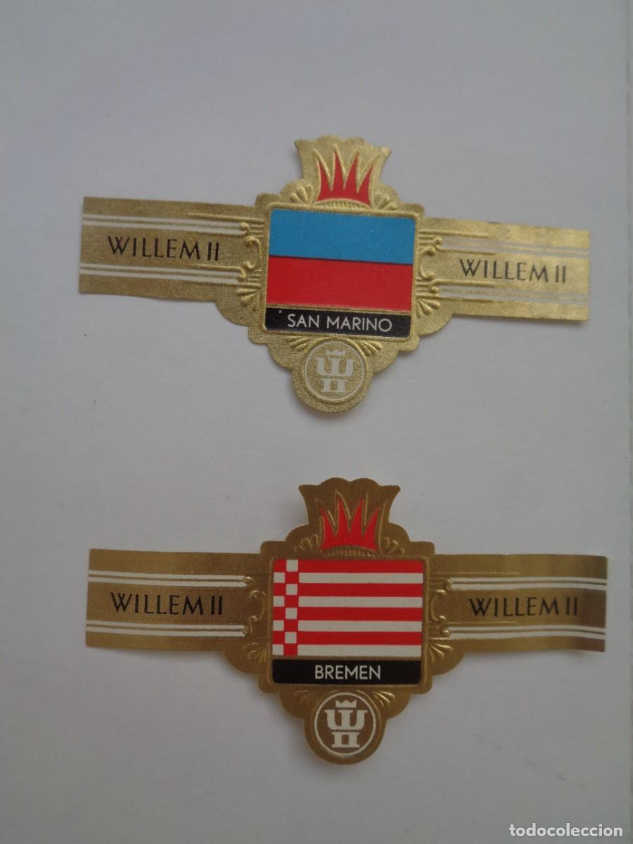 Vitolas de colecci&oacute;n: LOTE DE 2 VITOLAS DE CIGARROS WILLEM II : BANDERAS