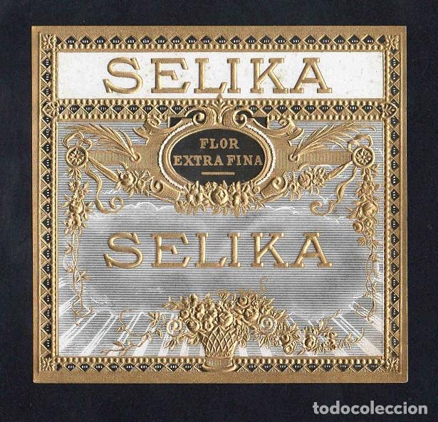 Vitolas de colecci&oacute;n: Vitola, original litograf&iacute;a. Antigua litograf&iacute;a de caja de tabacos. Selika.