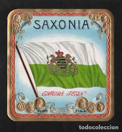 Vitolas de colecci&oacute;n: Vitola, original litograf&iacute;a. Antigua litograf&iacute;a de caja de tabacos. Saxonia.