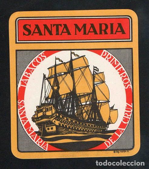 Vitolas de colecci&oacute;n: Vitola, original litograf&iacute;a. Antigua litograf&iacute;a de caja de tabacos. Santa Maria.