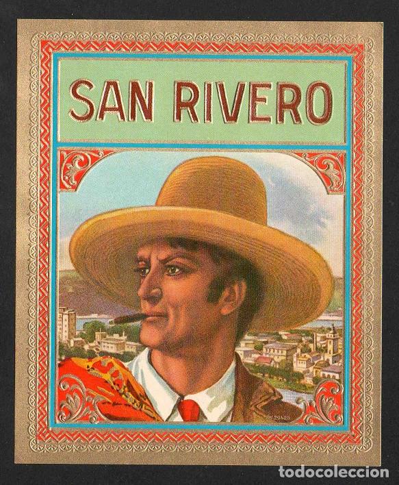 Vitolas de colecci&oacute;n: Vitola, original litograf&iacute;a. Antigua litograf&iacute;a de caja de tabacos. San Rivero.