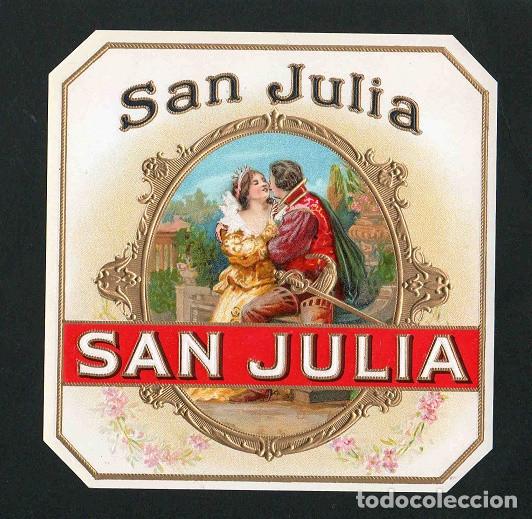 Vitolas de colecci&oacute;n: Vitola, original litograf&iacute;a. Antigua litograf&iacute;a de caja de tabacos. San Julia.