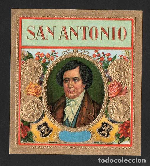 Vitolas de colecci&oacute;n: Vitola, original litograf&iacute;a. Antigua litograf&iacute;a de caja de tabacos. San Antonio.