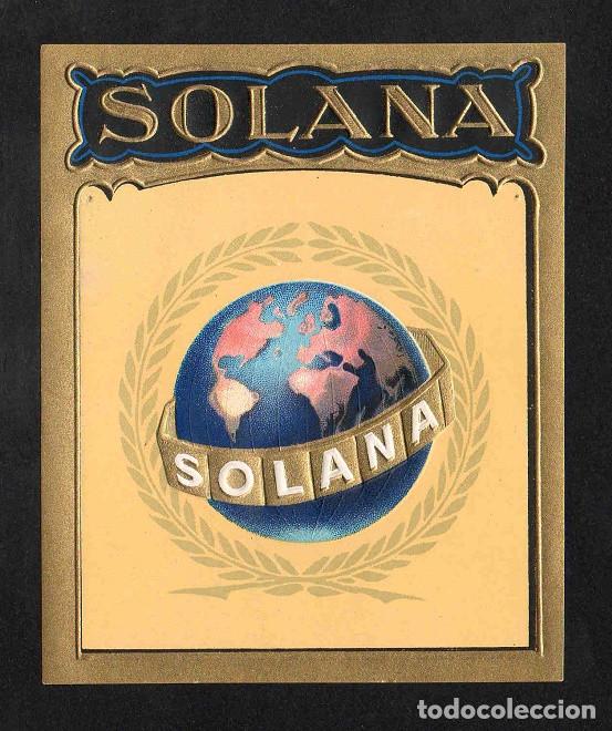 Vitolas de colecci&oacute;n: Vitola, original litograf&iacute;a. Antigua litograf&iacute;a de caja de tabacos. Solana.