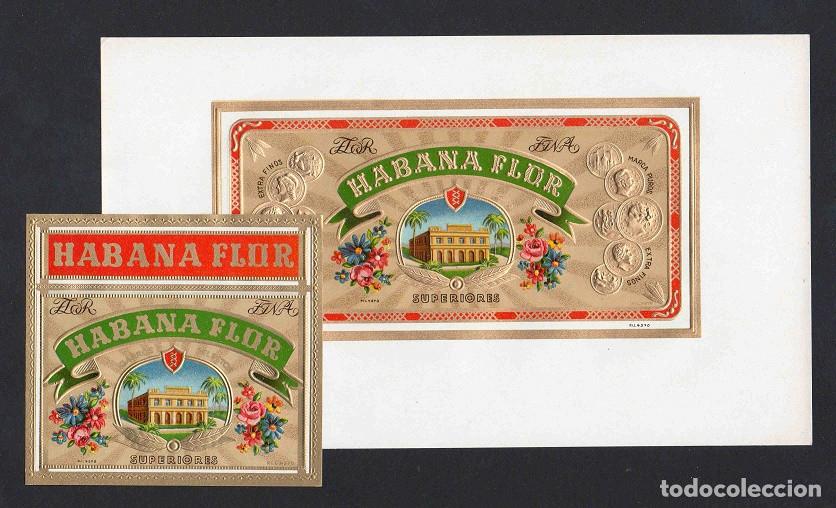 Vitolas de colecci&oacute;n: Vitolas, original litograf&iacute;as. Conjunto 2 litograf&iacute;as de cajas de tabacos. Habana Flor.