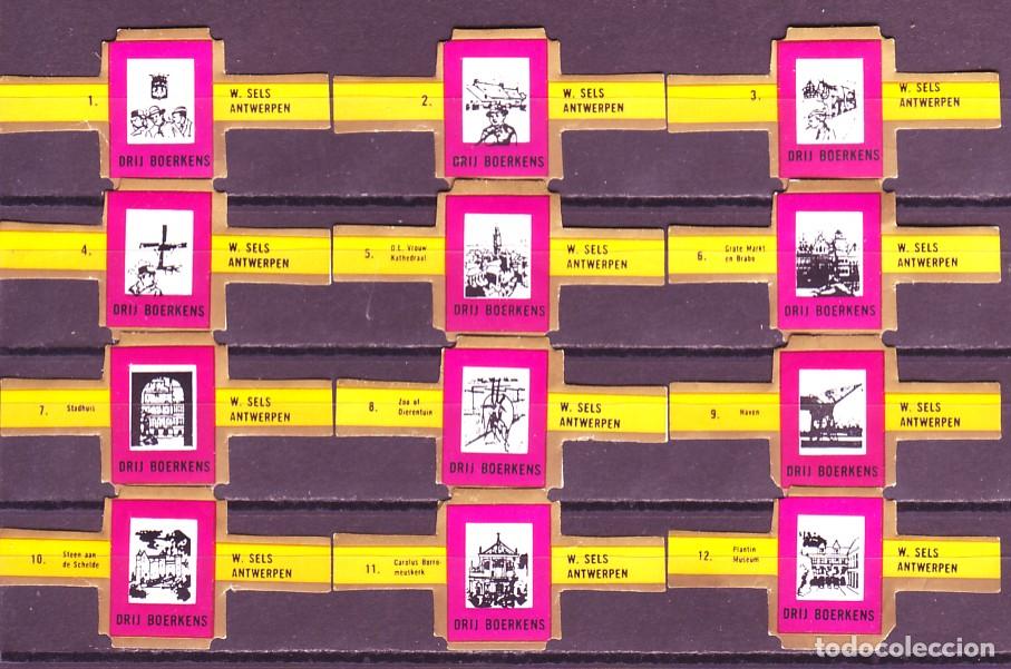 Vitolas de colecci&oacute;n: SELS, VISTAS DE AMBERES, F.P. FUXIA, 12 VITOLAS, SERIE COMPLETA.