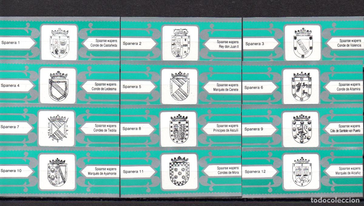 Vitolas de colecci&oacute;n: SPANERA, ESCUDOS NOBILIARIOS ESPA&Ntilde;OLES, VERDE/PLATA, 12 VITOLAS, SERIE COMPLETA.