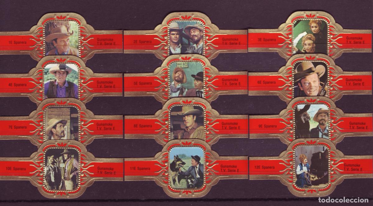 Vitolas de colecci&oacute;n: SPANERA, GUNSMOKE, ROJO, 12 VITOLAS, SERIE COMPLETA.