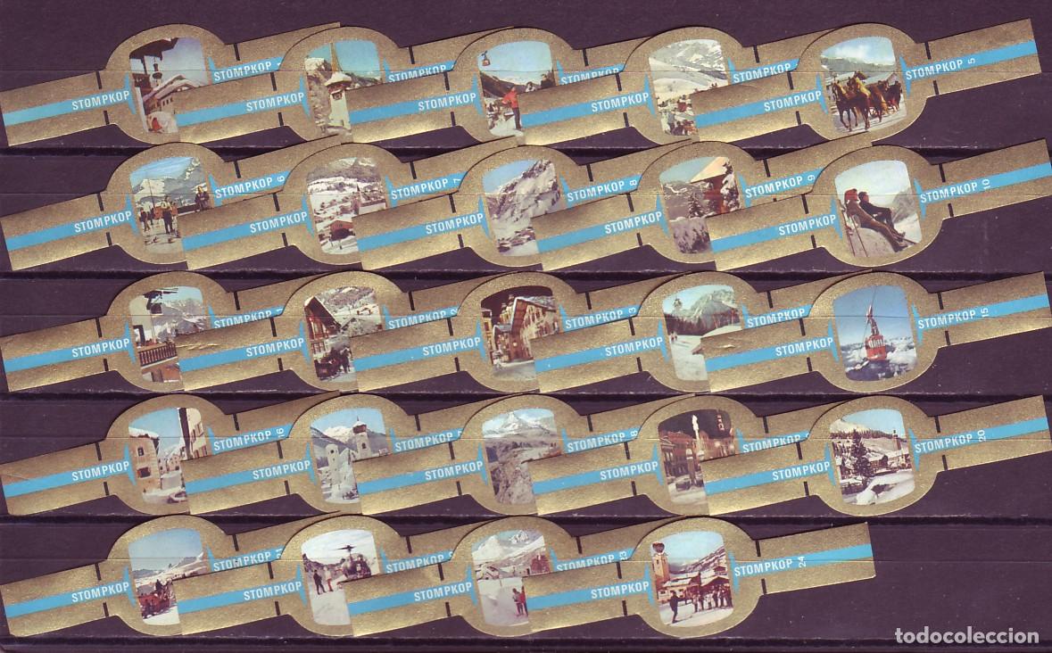 Vitolas de colecci&oacute;n: STOMPKOP, ESTACIONES DE DEPORTES DE INVIERNO, AZUL, 24 VITOLAS, SERIE COMPLETA.