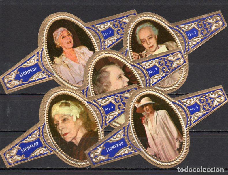 Vitolas de colecci&oacute;n: STOMPKOP, REINA ISABEL DE BELGICA, GRAN FORMATO, AZUL, 5 VITOLINAS, SERIE COMPLETA.