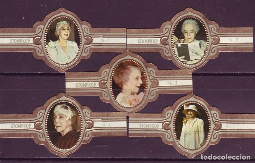 Vitolas de colecci&oacute;n: STOMPKOP, REINA ISABEL DE BELGICA, GRIS, 5 VITOLAS, SERIE COMPLETA.
