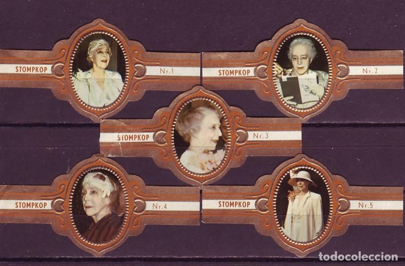 Vitolas de colecci&oacute;n: STOMPKOP, REINA ISABEL DE BELGICA, SEPIA, 5 VITOLAS, SERIE COMPLETA.