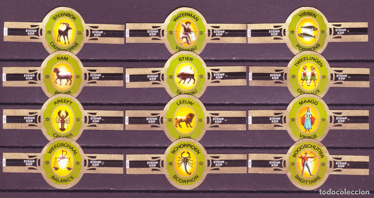 Vitolas de colecci&oacute;n: STOMPKOP, SIGNOS DEL ZODIACO, VERDE, 12 VITOLAS, SERIE COMPLETA.