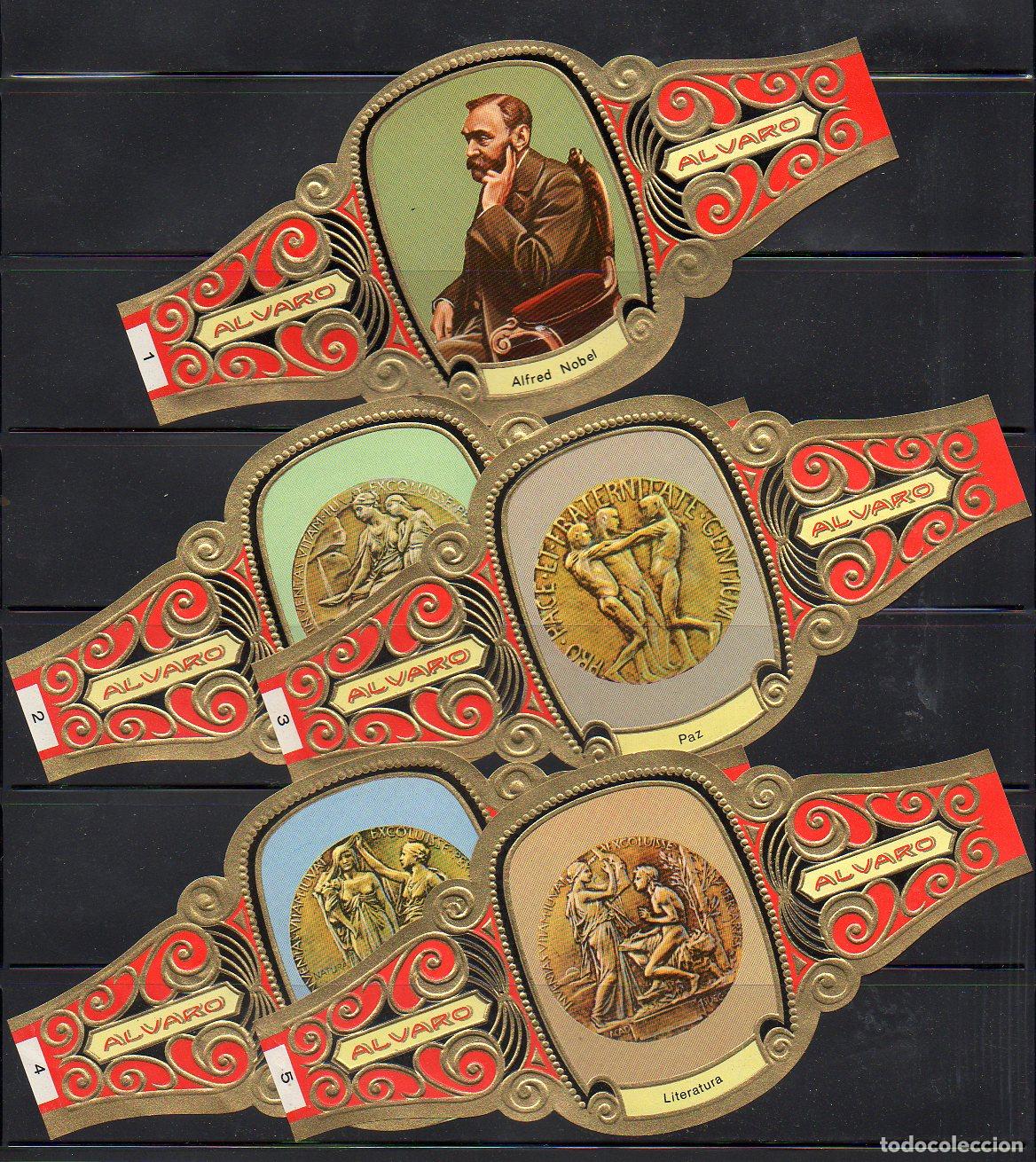 Vitolas de colecci&oacute;n: ALVARO, PREMIOS NOBEL, MEDALLAS, 5 VITOLINAS, SERIE COMPLETA.
