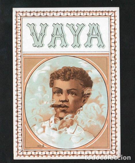 Vitolas de colecci&oacute;n: Vitola, original litograf&iacute;a. Antigua litograf&iacute;a de caja de tabacos. Vaya.