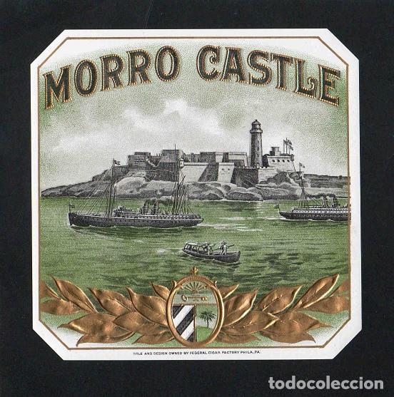 Vitolas de colecci&oacute;n: Vitola, original litograf&iacute;a. Antigua litograf&iacute;a de caja de tabacos. Morro Castle.