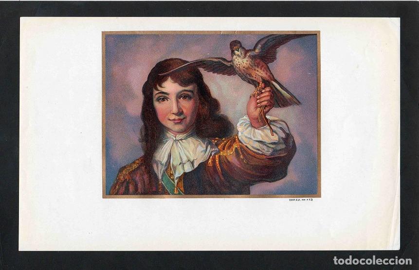 Vitolas de colecci&oacute;n: Vitola, original litograf&iacute;a. Antigua litograf&iacute;a de caja de tabacos. The Falconer (Untitled).