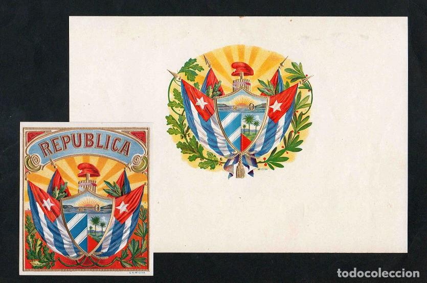 Vitolas de colecci&oacute;n: Vitolas, original litograf&iacute;as. Antiguas litograf&iacute;as de caja de tabacos. Republica.