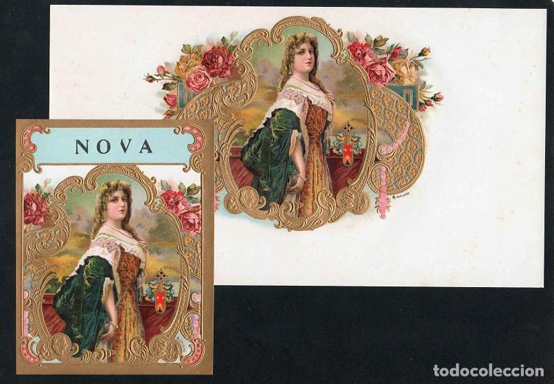 Vitolas de colecci&oacute;n: Vitolas, original litograf&iacute;as. Antiguas litograf&iacute;as de cajas de tabacos. Nova.