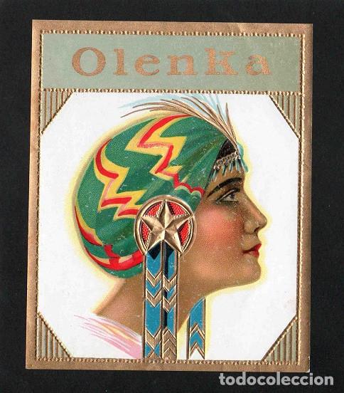 Vitolas de colecci&oacute;n: Vitola, original litograf&iacute;a. Antigua litograf&iacute;a de caja de tabacos. Olenka.