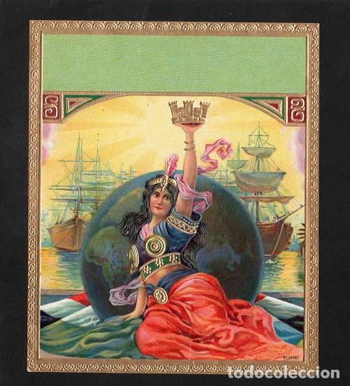 Vitolas de colecci&oacute;n: Vitola, original litograf&iacute;a. Antigua litograf&iacute;a de caja de tabacos. Lady Crow (Untitled).