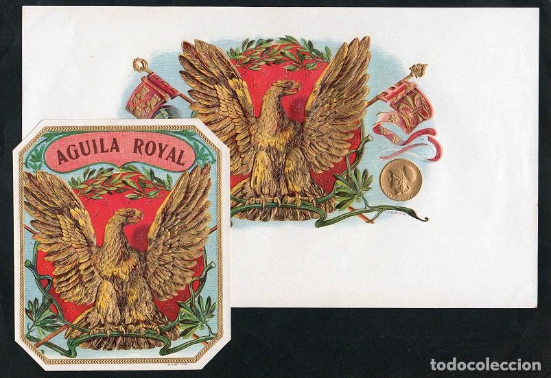 Vitolas de colecci&oacute;n: Vitolas, original litograf&iacute;as. Antiguas litograf&iacute;as de cajas de tabacos. Aguila Royal.