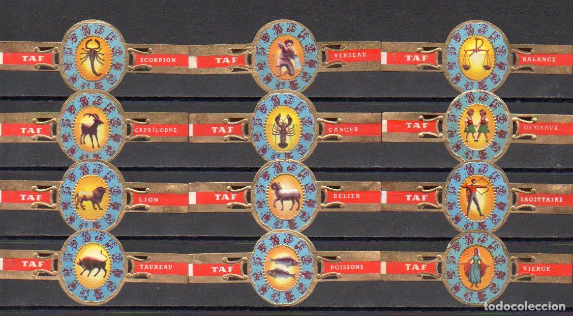 Vitolas de colecci&oacute;n: TAF, SIGNOS DEL ZODIACO, AZUL, 12 VITOLAS, SERIE COMPLETA.