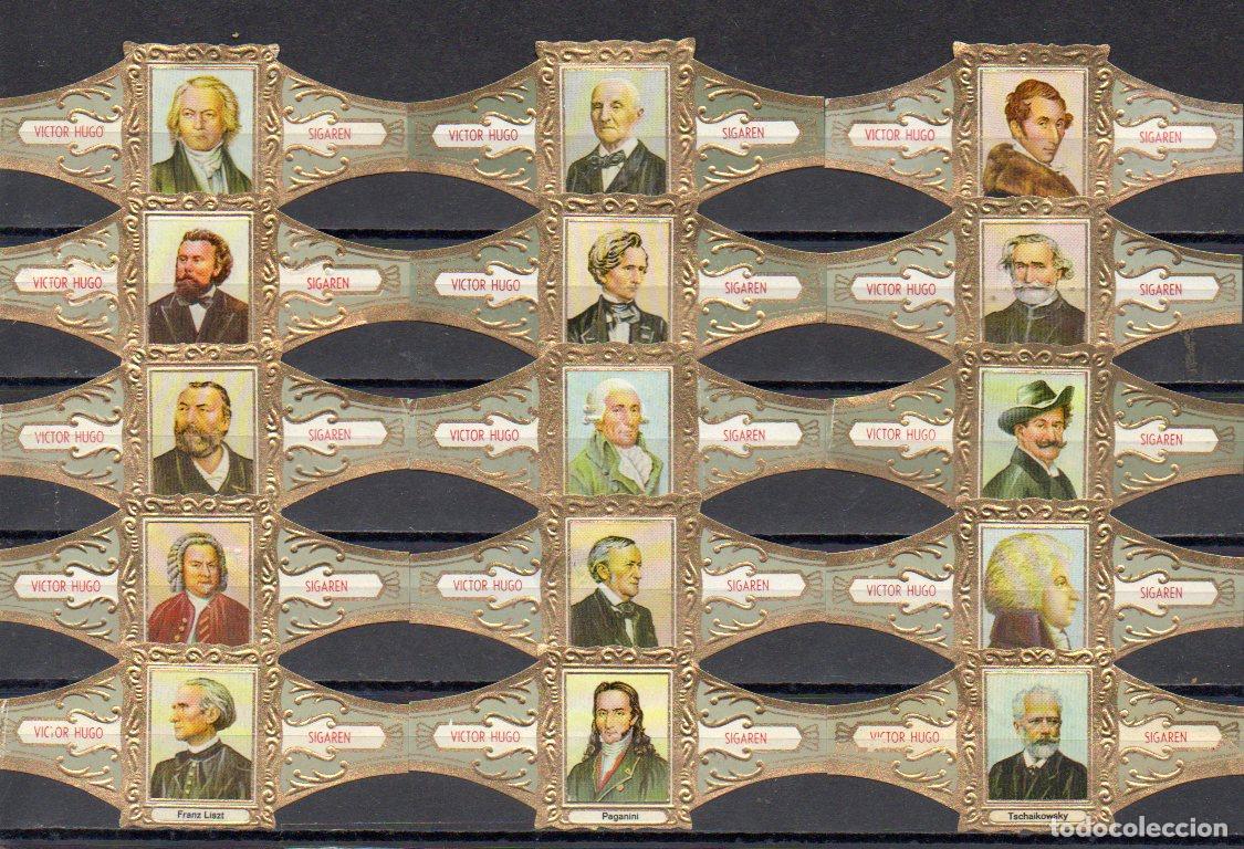 Vitolas de colecci&oacute;n: VICTOR HUGO, COMPOSITORES, SERIE B, 15 VITOLAS, SERIE COMPLETA.