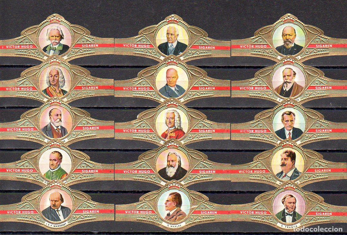 Vitolas de colecci&oacute;n: VICTOR HUGO, COMPOSITORES, SERIE O, 15 VITOLAS, SERIE COMPLETA.
