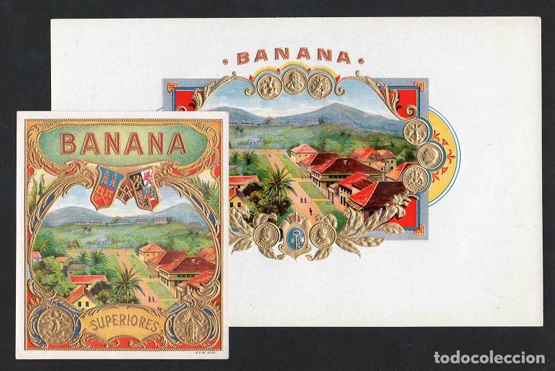 Vitolas de colecci&oacute;n: Vitolas, original litograf&iacute;as. Antiguas litograf&iacute;as de caja de tabacos. Banana.