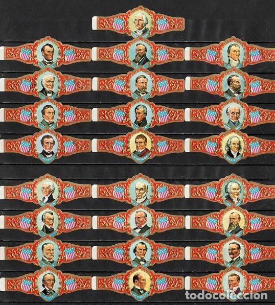 Vitolas de colecci&oacute;n: Serie de vitolas cl&aacute;sicas completa (25 unidades). Presidentes de los Estados Unidos de Am&eacute;rica.