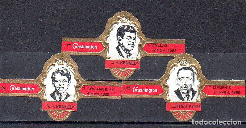 Vitolas de colecci&oacute;n: WASHINGTON, IN MEMORIAM, ROJO, 3 VITOLAS, SERIE COMPLETA.