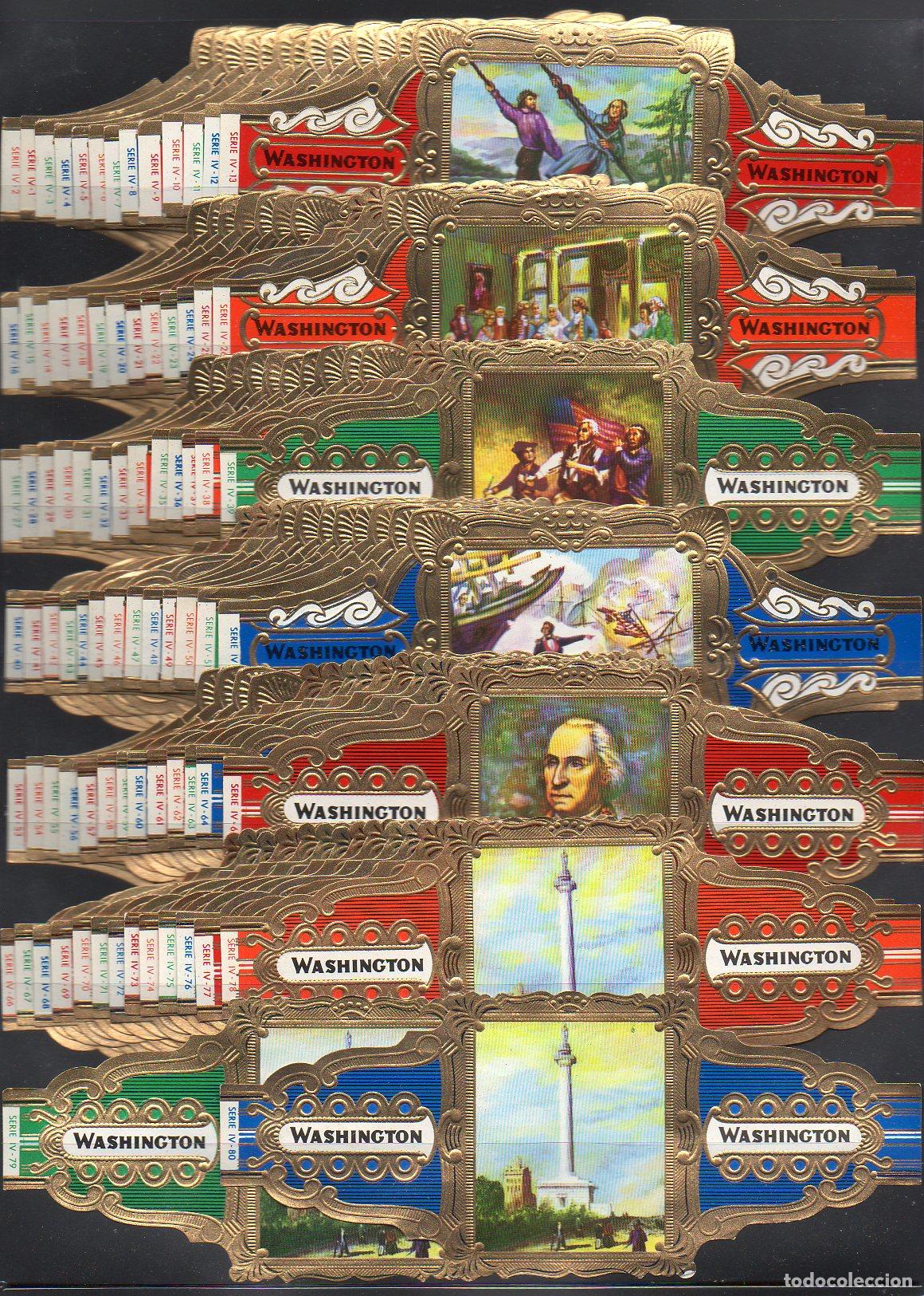 Vitolas de colecci&oacute;n: WASHINGTON, VIDA DE J. WASHINGTON, GRAN FORMATO, 80 VITOLINAS, SERIE COMPLETA.