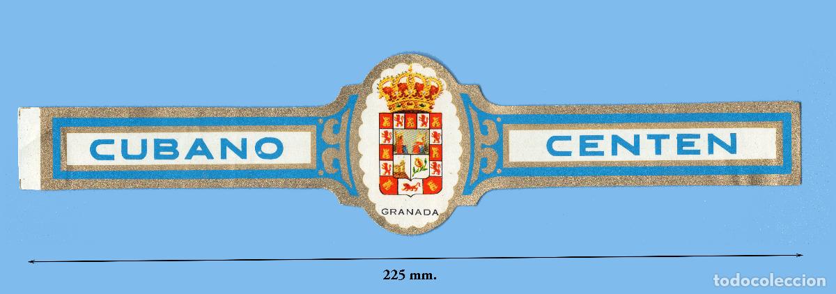 Vitolas de colecci&oacute;n: VITOLA GIGANTE ANTIGUA - MARCA EL CENTEN CUBANO (CANARIAS) - SERIE ESCUDOS ESPA&Ntilde;A - GRANADA