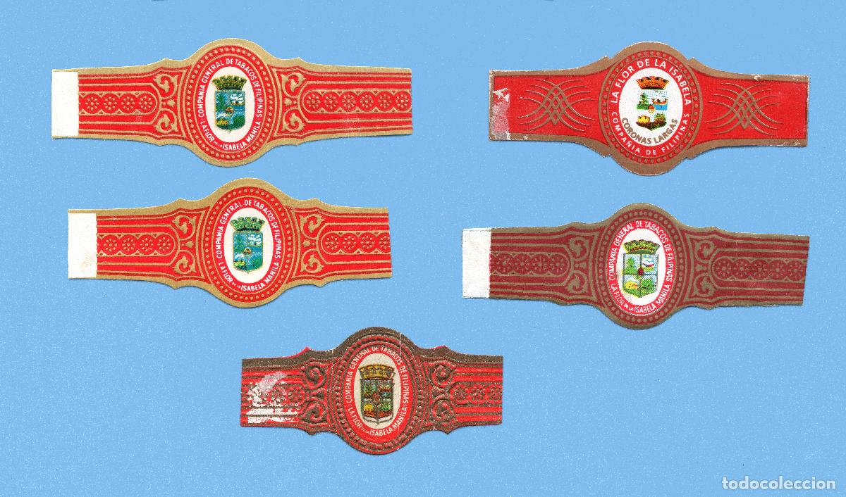 Vitolas de colecci&oacute;n: 5 VITOLAS ANTIGUAS - MARCA LA FLOR DE LA ISABELA - COMPA&Ntilde;IA GENERAL DE TABACOS DE FILIPINAS