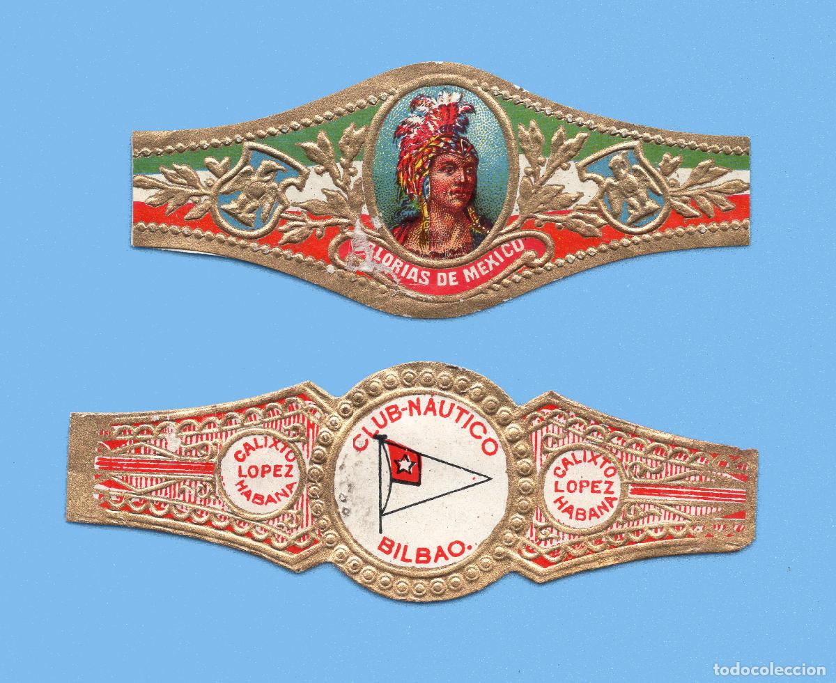 An&eacute;is de charuto de cole&ccedil;&atilde;o: 2 VITOLAS ANTIGUAS - GLORIAS DE MEXICO (INDIO) Y BANDERA (CALIXTO LOPEZ)