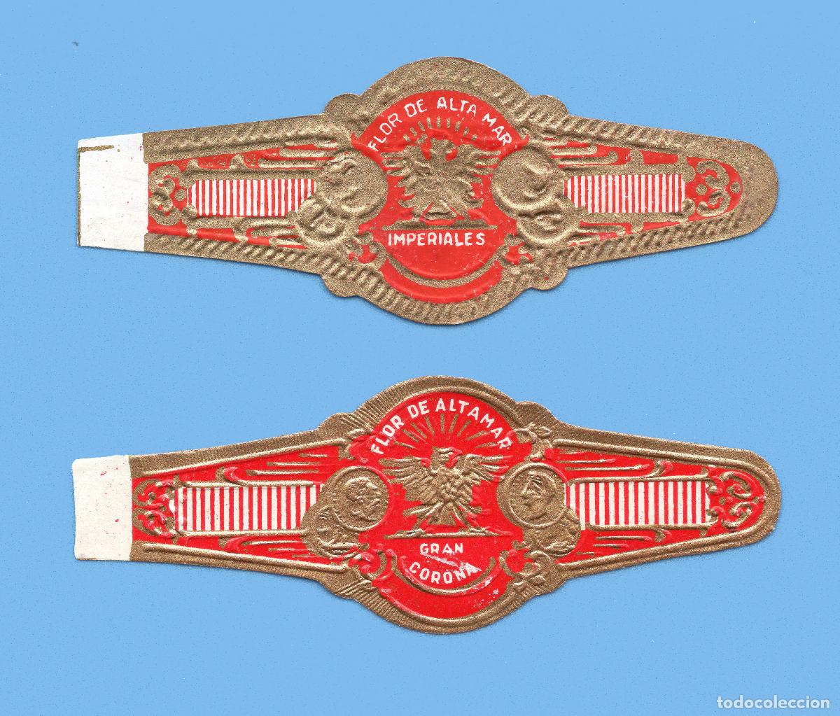 Vitolas de colecci&oacute;n: 2 VITOLAS CANARIAS ANTIGUAS - MARCA FLOR DE ALTAMAR - &Aacute;GUILAS
