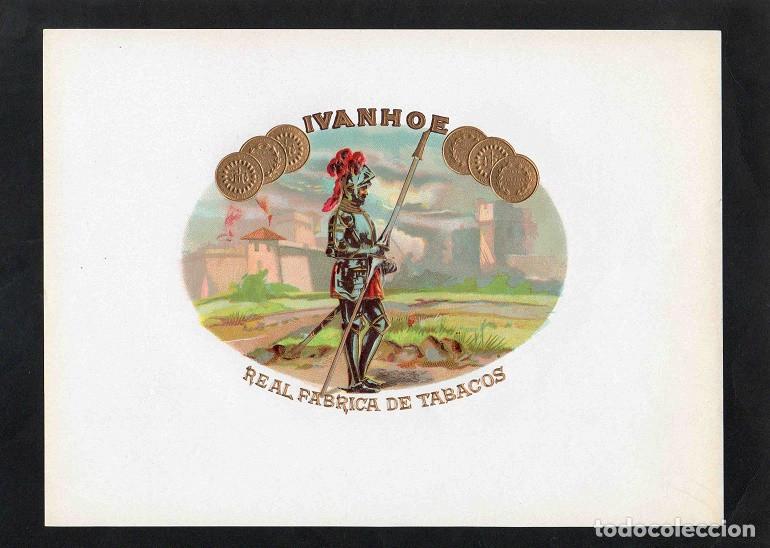 Vitolas de colecci&oacute;n: Vitola, original litograf&iacute;a. Antigua litograf&iacute;a de caja de tabacos. Ivanhoe.