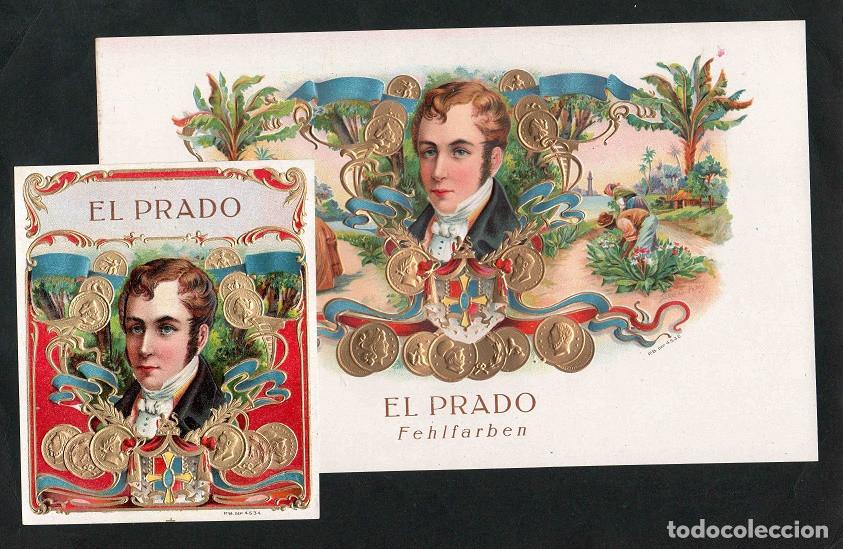 Vitolas de colecci&oacute;n: Vitolas, original litograf&iacute;as. Antiguas litograf&iacute;as de caja de tabacos. El Prado.
