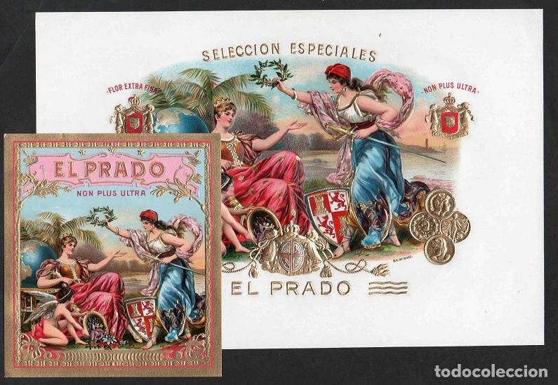 Vitolas de colecci&oacute;n: Vitolas, original litograf&iacute;as. Antiguas litograf. de caja de tabaco. El Prado. Seleccion Especiales.