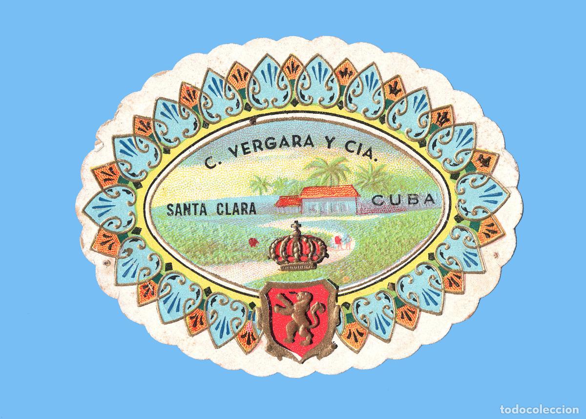 Vitolas de colecci&oacute;n: ANTIGUA ETIQUETA DE CAJA DE PUROS (HABILITACI&Oacute;N) - TAPACLAVOS - MARCA C. VERGARA. SANTA CLARA