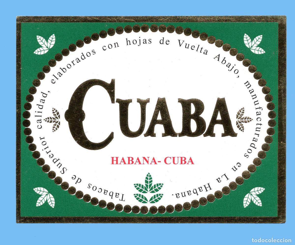 Vitolas de colecci&oacute;n: ANTIGUA ETIQUETA DE CAJA DE PUROS (HABILITACI&Oacute;N) - PAPELETA - MARCA CUABA (CUBA)