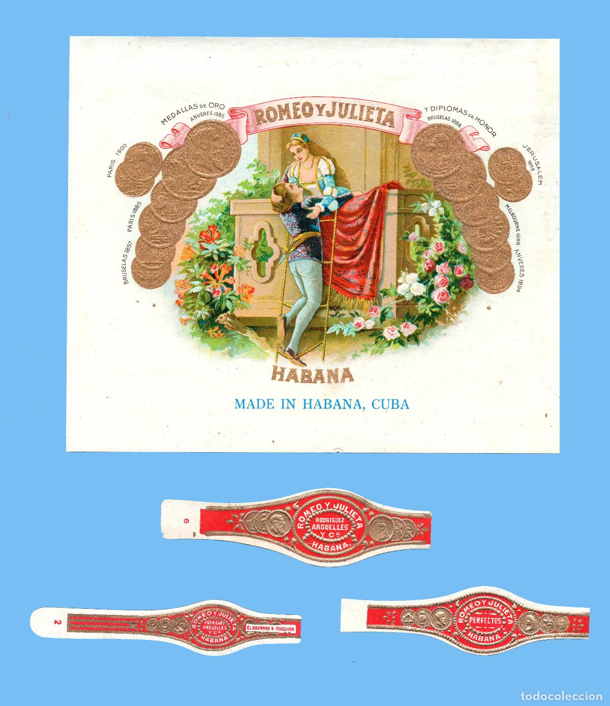 Vitolas de colecci&oacute;n: ANTIGUA ETIQUETA DE CAJA DE PUROS (HABILITACI&Oacute;N) - VISTA - MARCA ROMEO Y JULIETA (CUBA)
